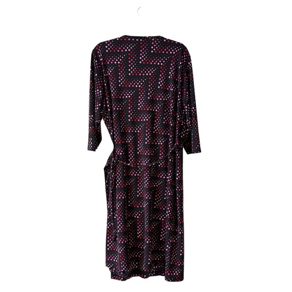 Vintage Venezia Polka Dot Print Wrap Dress Plus Size 22/24 Black Pink Y2K Office - Picture 3 of 12